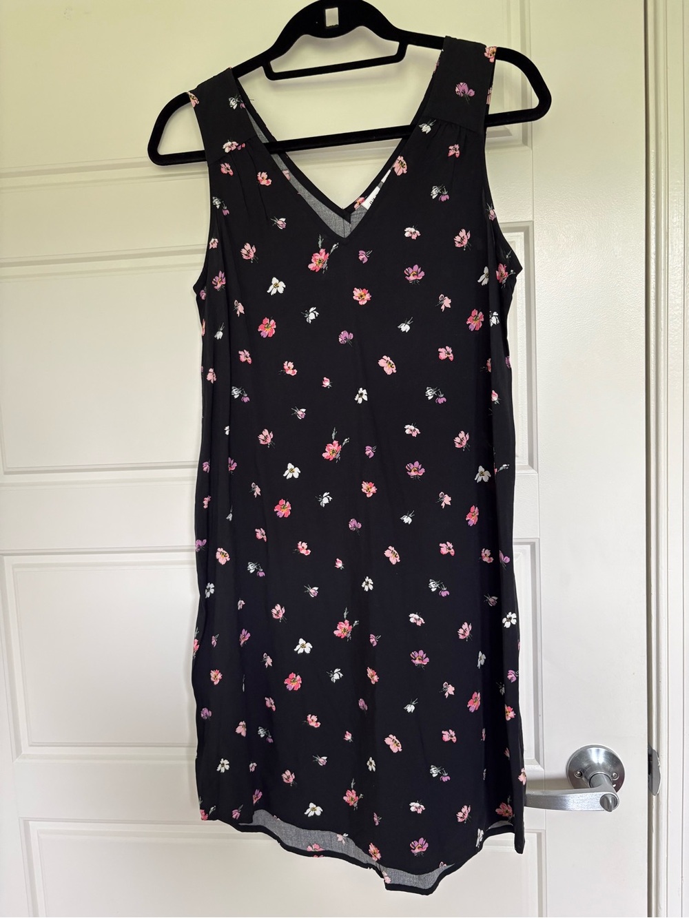 Sleeveless Black Floral Slip Dress